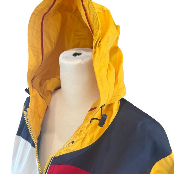 Tommy Hilfiger Colorblock Half-Zip Windbreaker Jacket Yellow Red Navy White - Picture 5 of 11